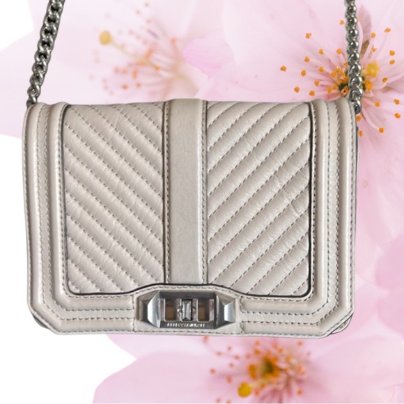 Rebecca Minkoff Crossbody Purse with Turnlock Closure Grey - Picture 7 of 7